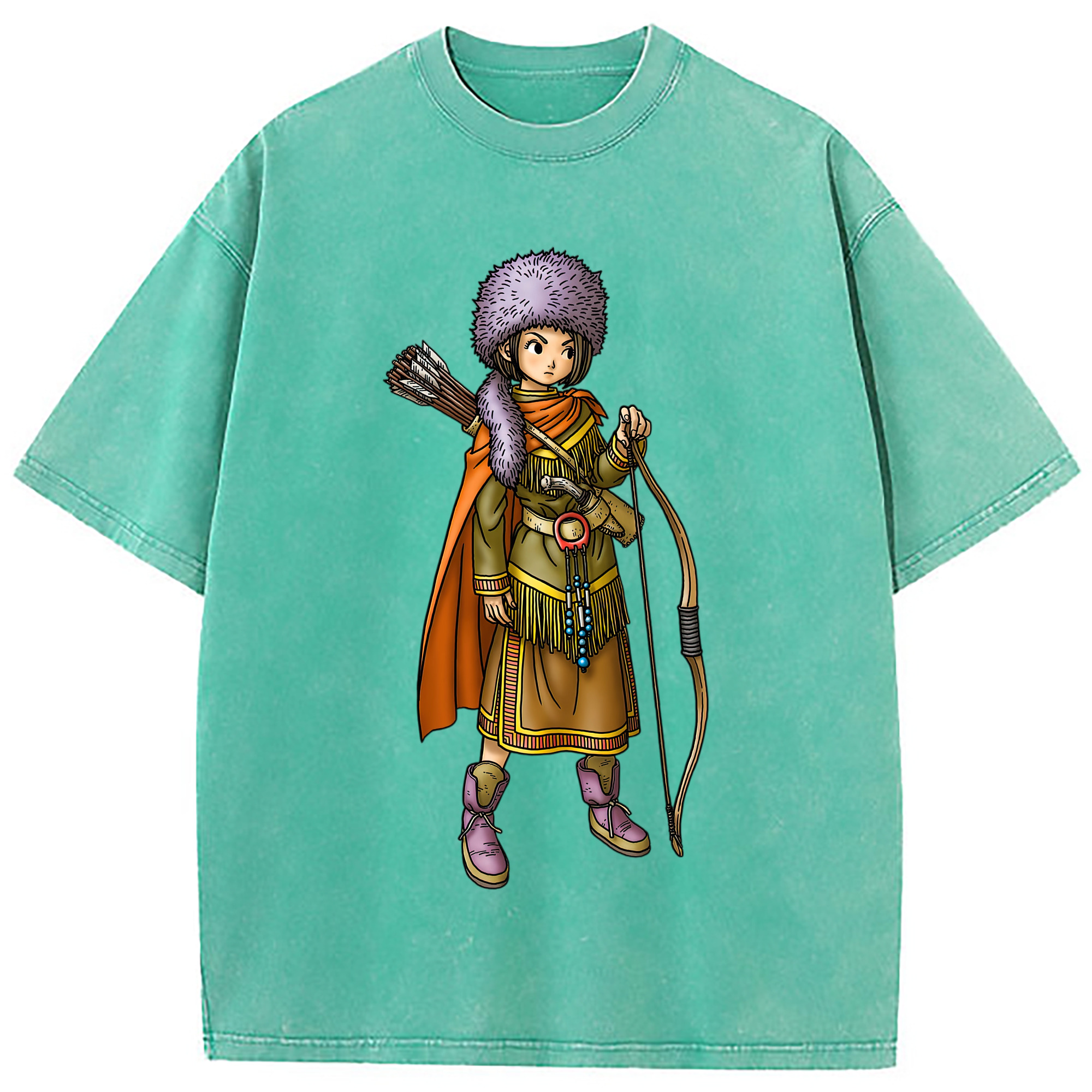 （画像用） ドラゴンクエスト Doragon Kuesuto Dragon Quest 綿100% ヴィンテージ風 半袖Tシャツ（フロントプリント）